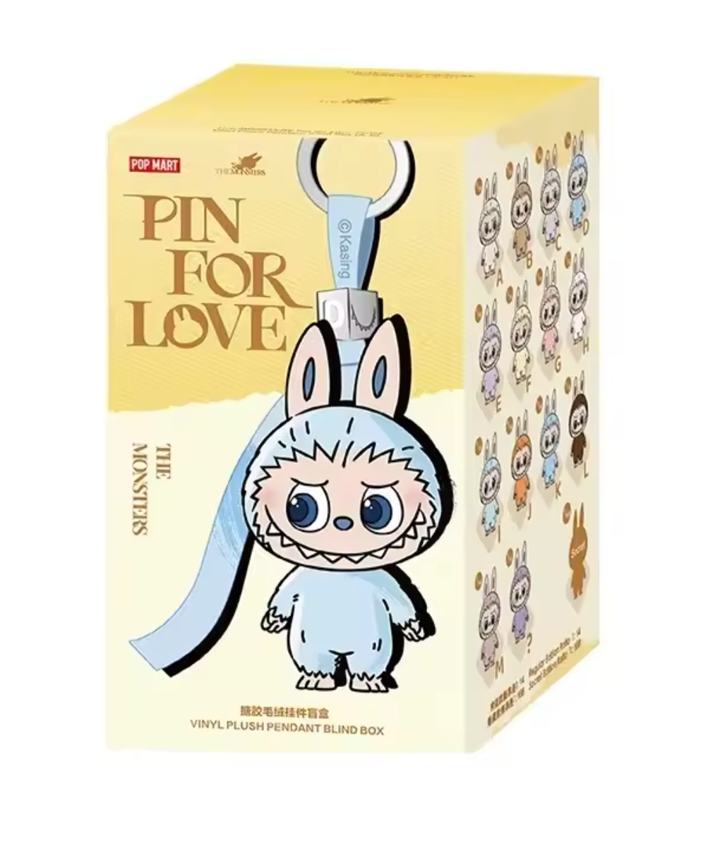 Pop Mart – THE MONSTERS PIN FOR LOVE Serie – Überraschungsbox mit Vinyl Plüschanhänger (A–M)